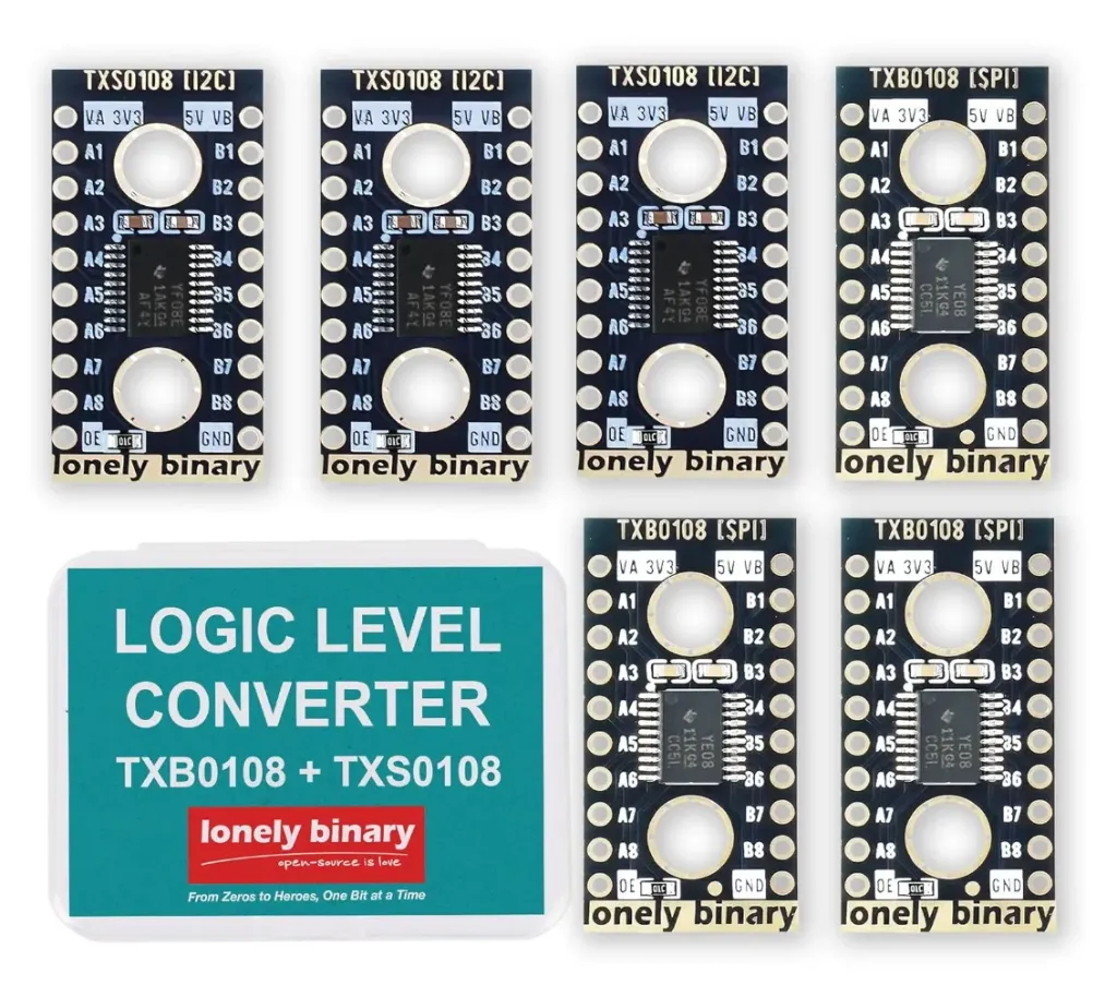 6pc TXB0108 TXS0108 Gold Edition 8 Channel Bidirectional Voltage Level Shifters (3X TXB0108 + 3X TXS0108) Logic Level Conversion SPI I2C for Logic Conversion Arduino Raspberry Pi ESP32