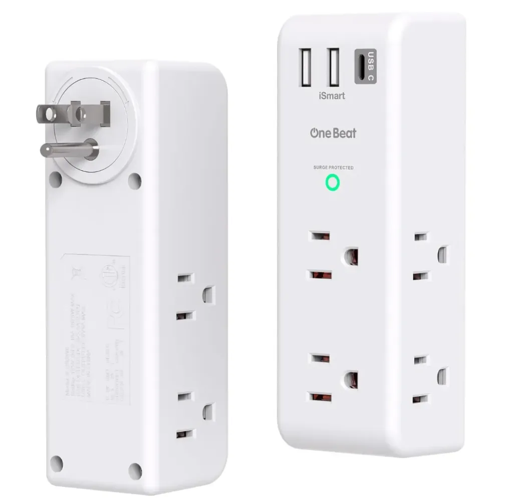 Surge Protector Outlet Extender with Rotating Plug