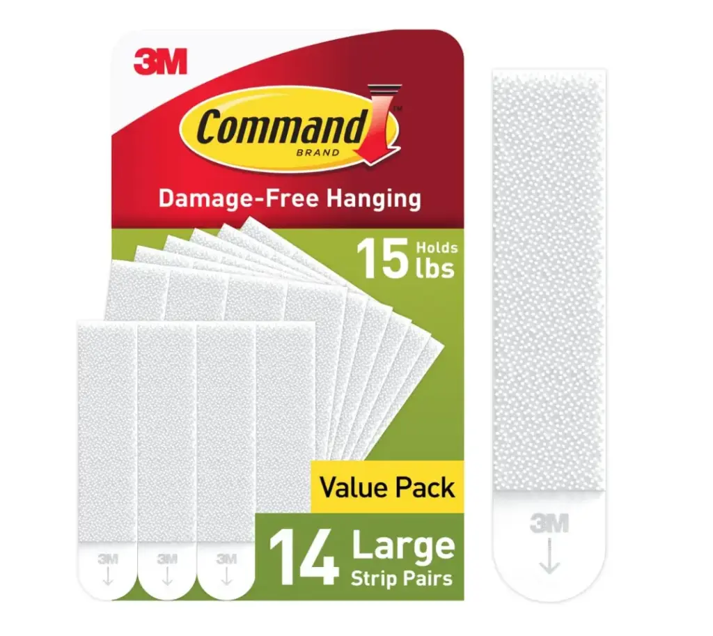 Command Large Picture Hanging Strips, White, Holds up to 16 lbs, 14-Pairs, Easy to Open Packaging